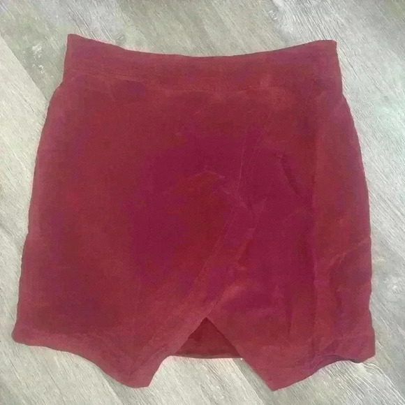 Madewell asymmetric pull-on front wrap skirt burgundy size S - Picture 4 of 8